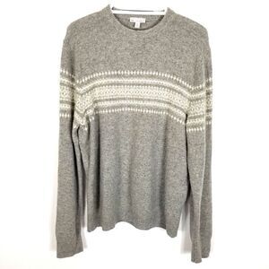 Gap Women Wool Blend Jumper Fair Isle Sweater Size L Gray Pullover